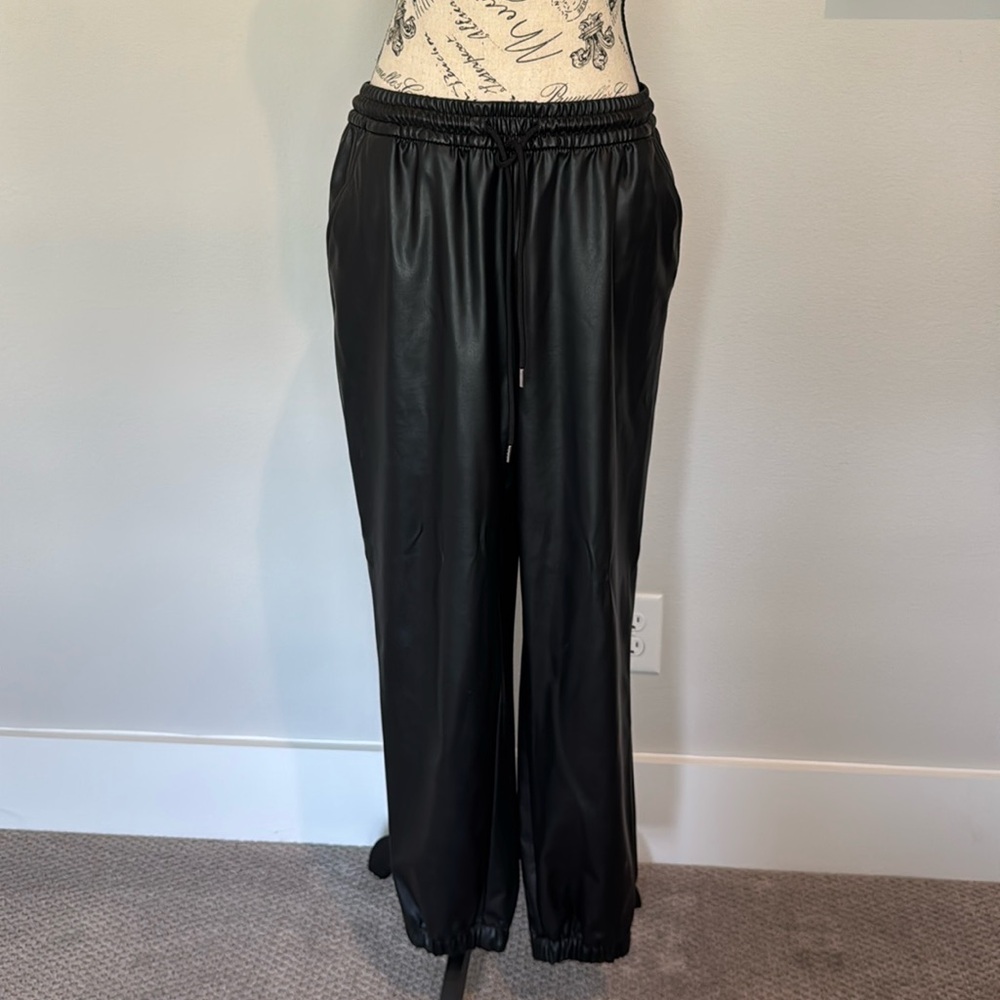 Faux leather joggers